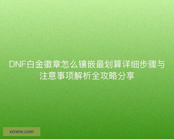 DNF白金徽章怎么镶嵌最划算详细步骤与注意事项解析全攻略分享